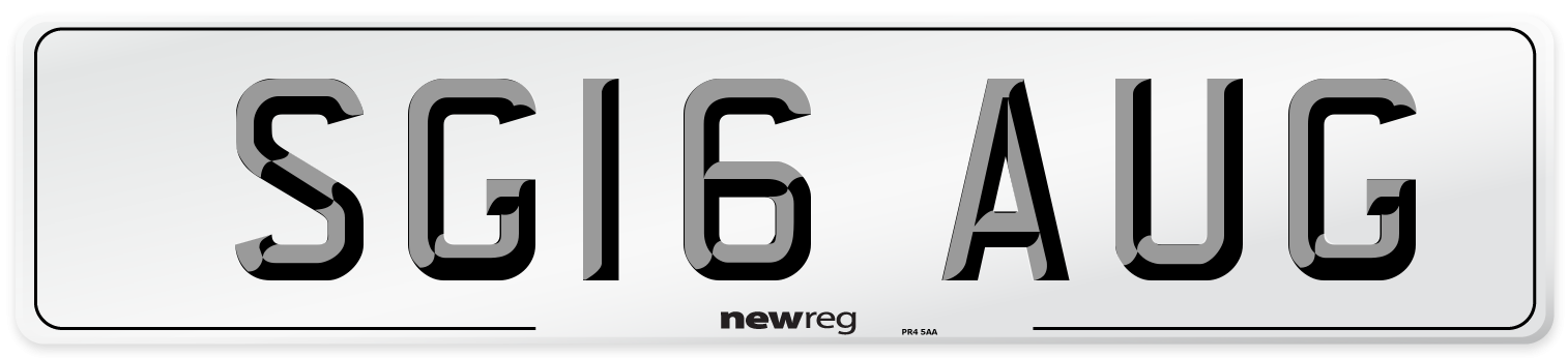 SG16 AUG Number Plate from New Reg